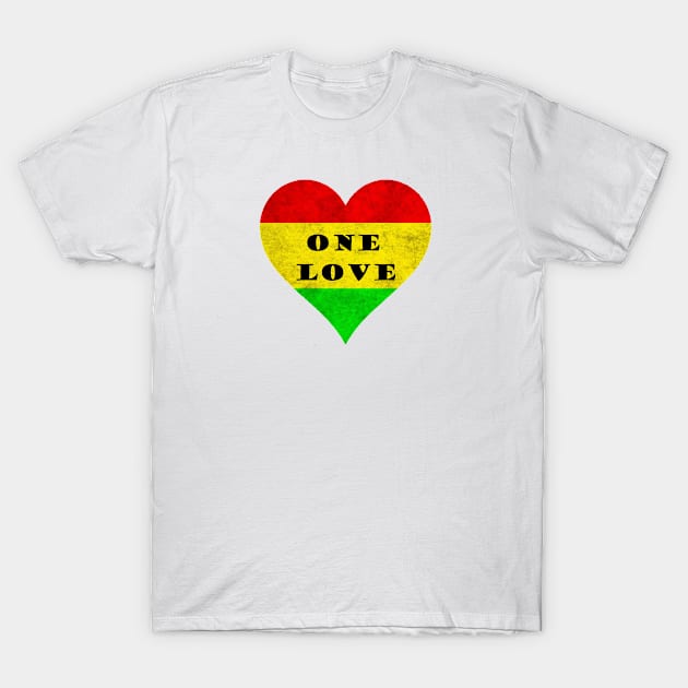 Reggae: One Love Heart T-Shirt by phlowTees